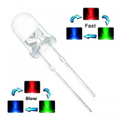 F5 5mm Fast/Slow RGB Flash Red Green Blue Rainbow Multi Color Light Emitting Diode Round LED Full Color